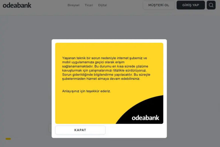 Odeabank’ta Erişim Sorunu
