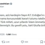 Pezeşkiyan’dan Erdoğan’a Teşekkür