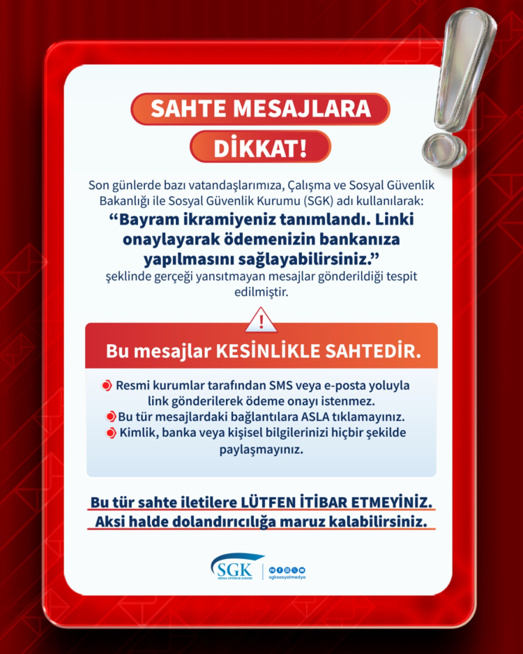 SGK’dan 'sahte mesaj' uyarısı!